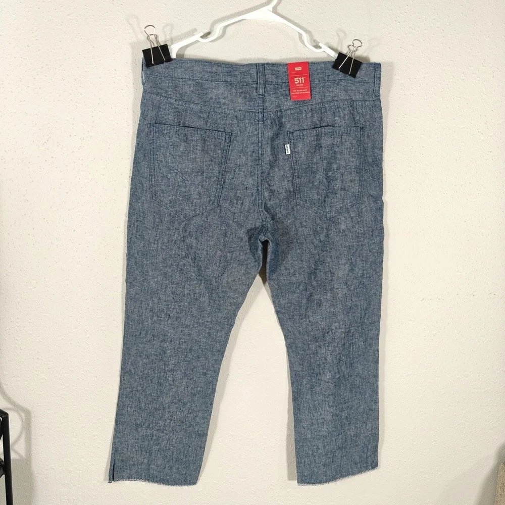 Levi's Men's 511 Trousers Blue Linen Blend Size 36x24.5 NEW‎ - Capri